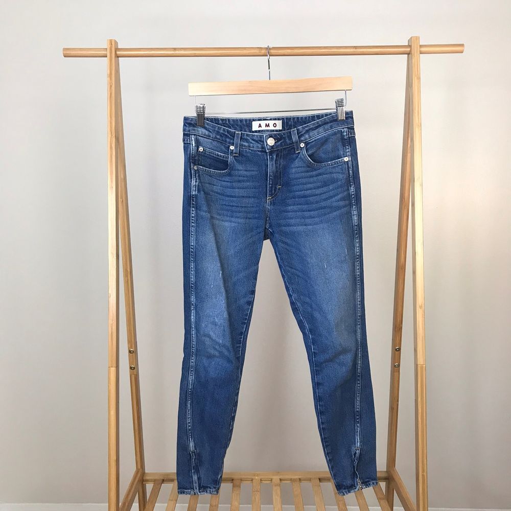 AMO • Twist Zip Skinny Jeans Sapphire Wash